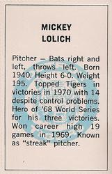 1971 Dell Today's Team Stamps #NNO Mickey Lolich Back