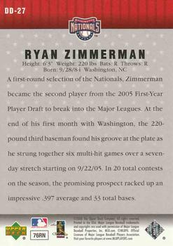2006 Upper Deck - Diamond Debut #DD-27 Ryan Zimmerman Back