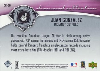 2006 Upper Deck - Diamond Collection #DC-GO Juan Gonzalez Back