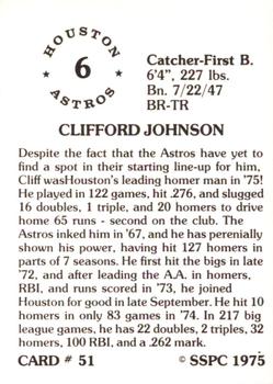 1976 SSPC #51 Cliff Johnson Back