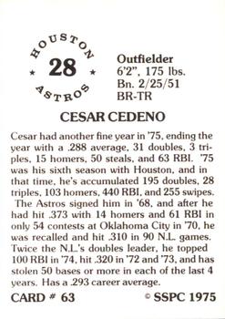 1976 SSPC #63 Cesar Cedeno Back