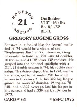 1976 SSPC #64 Greg Gross Back