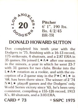 1976 SSPC #73 Don Sutton Back