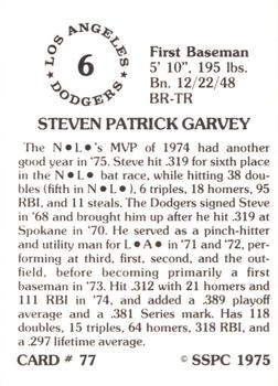 1976 SSPC #77 Steve Garvey Back