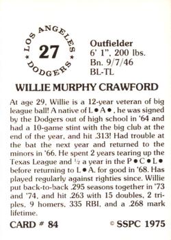 1976 SSPC #84 Willie Crawford Back