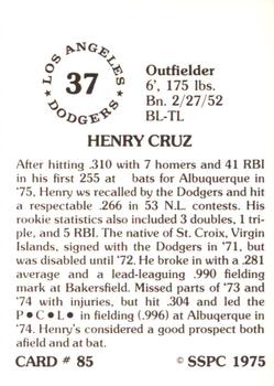 1976 SSPC #85 Henry Cruz Back
