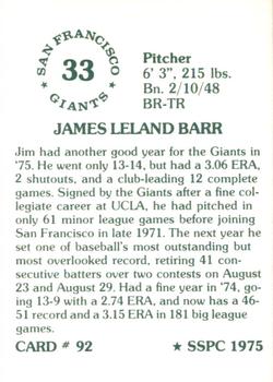 1976 SSPC #92 Jim Barr Back