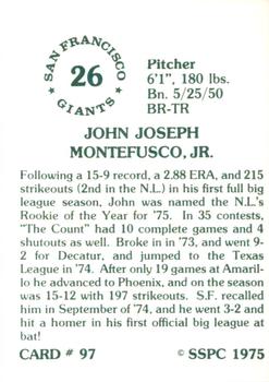 1976 SSPC #97 John Montefusco Back