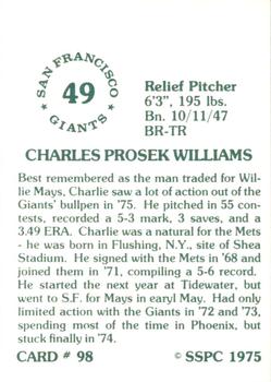 1976 SSPC #98 Charlie Williams Back