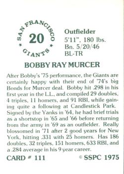 1976 SSPC #111 Bobby Murcer Back
