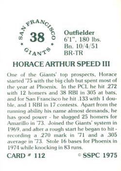 1976 SSPC #112 Horace Speed Back