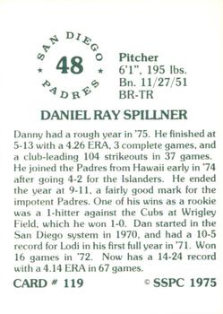 1976 SSPC #119 Dan Spillner Back