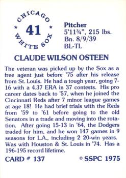 1976 SSPC #137 Claude Osteen Back