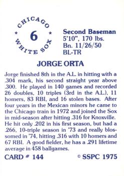1976 SSPC #144 Jorge Orta Back