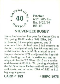 1976 SSPC #183 Steve Busby Back