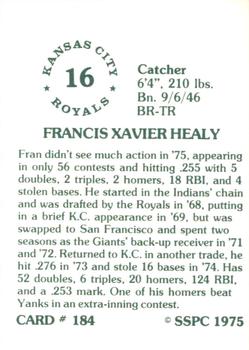 1976 SSPC #184 Fran Healy Back