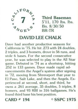 1976 SSPC #194 Dave Chalk Back