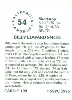 1976 SSPC #199 Billy Smith Back