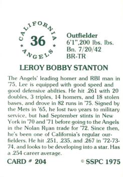 1976 SSPC #204 Leroy Stanton Back