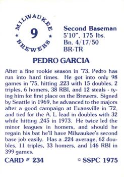 1976 SSPC #234 Pedro Garcia Back