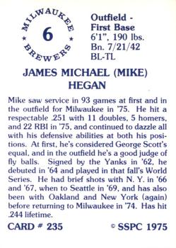 1976 SSPC #235 Mike Hegan Back