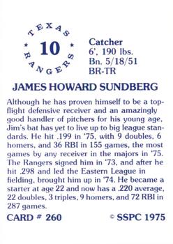 1976 SSPC #260 Jim Sundberg Back