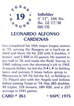 1976 SSPC #261 Leo Cardenas Back
