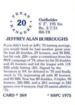 1976 SSPC #269 Jeff Burroughs Back