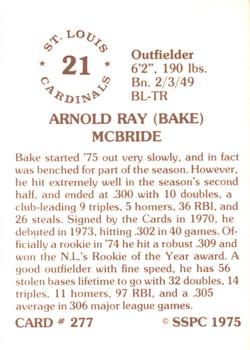 1976 SSPC #277 Bake McBride Back