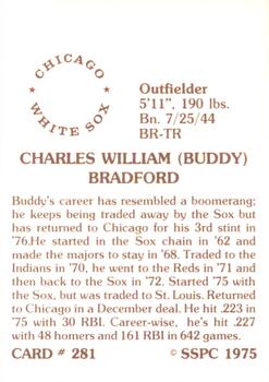 1976 SSPC #281 Buddy Bradford Back