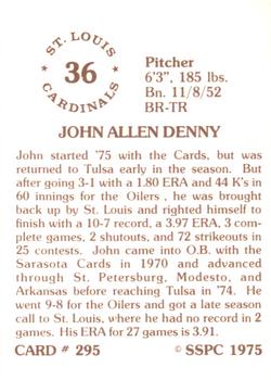 1976 SSPC #295 John Denny Back