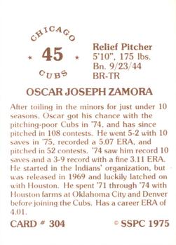 1976 SSPC #304 Oscar Zamora Back