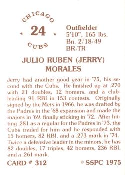 1976 SSPC #312 Jerry Morales Back