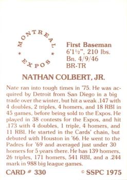 1976 SSPC #330 Nate Colbert Back
