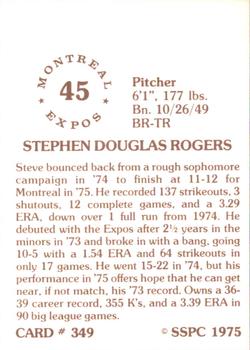 1976 SSPC #349 Steve Rogers Back