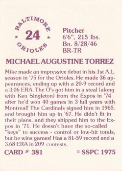 1976 SSPC #381 Mike Torrez Back