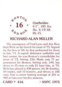 1976 SSPC #416 Rick Miller Back