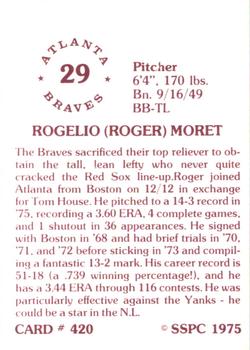 1976 SSPC #420 Rogelio Moret Back