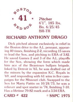 1976 SSPC #422 Dick Drago Back