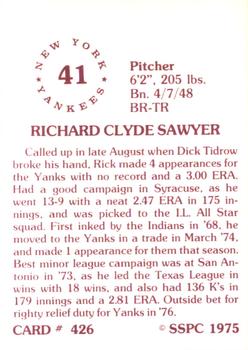 1976 SSPC #426 Rick Sawyer Back
