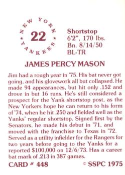 1976 SSPC #448 Jim Mason Back