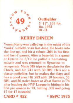 1976 SSPC #452 Kerry Dineen Back