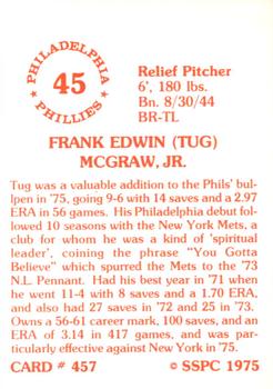1976 SSPC #457 Tug McGraw Back