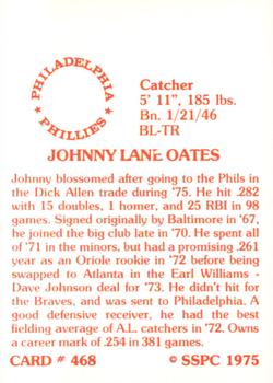 1976 SSPC #468 Johnny Oates Back