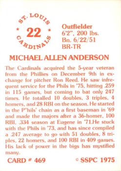 1976 SSPC #469 Mike Anderson Back