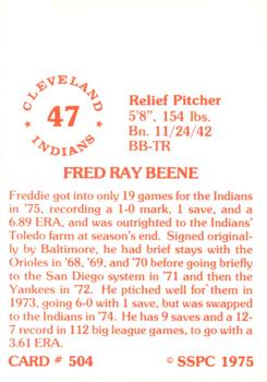 1976 SSPC #504 Fred Beene Back