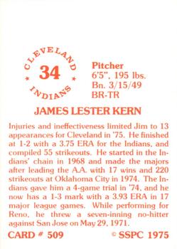 1976 SSPC #509 Jim Kern Back