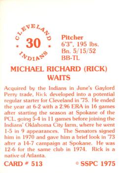 1976 SSPC #513 Rick Waits Back