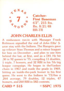 1976 SSPC #515 John Ellis Back