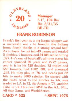 1976 SSPC #525 Frank Robinson Back
